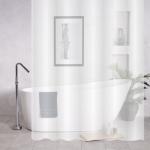 Штора для ванной комнаты, БЕЛАЯ матовая, рельефная, с кольцами, 180 х180 см, ПЕВА