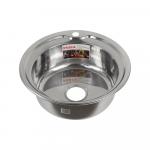 Мойка врезная, круглая d = 51 см из нержавеющей стали толщина 0,8 мм глубина 180 мм + большой сифон с переливом