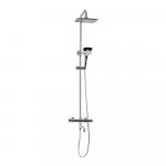 Смеситель с длинным изливом ТЕРМОСТАТИЧЕСКИЙ + стойка душевая "тропический душ", с двумя лейкам, цвет ХРОМ.