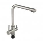 Смеситель кухонный Г-образный излив, шаровый, с двойным выпуском воды для фильтра, из нержавеющей стали марки 304