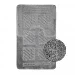Коврик в ванную КЛАССИК УНИ КВАДРАТЫ, двойной СЕРЫЙ, 55х90 + 45х55 см, 100% полиэстер