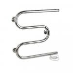 Полотенцесушитель электрический, М-образный 500х500 мм, труба - "1"x2мм, 60 Вт, кнопочный выключатель, нержавеющая сталь, цвет ХРОМ.