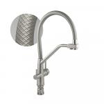 Смеситель для кухни с гибким серым рельефным изливом с фиксацией на изливе для фильтрованной воды, шаровый, из нержавеющей стали марка SUS 304, цвет корпуса САТИН.