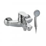 Смеситель для ванны с коротким литым изливом, шаровый, с дивектором на корпусе, цвет ХРОМ.