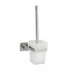 Ёрш для унитаза, со стеклянной колбой, с креплением к стене из нержавеющей стали, с квадратным основанием, цвет САТИН.