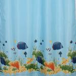 Штора с рисунком, ПОДВОДНЫЙ МИР, в ванную комнату, без колец, полиэстэр