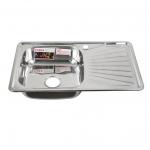 Мойка  врезная, левая 780х480 мм, толщина 0,6 мм глубина 180мм + большой сифон с переливом