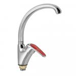 Смеситель кухонный, шаровый, боковой, с красной ручкой
