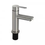 Смеситель для раковины, шаровый, литой корпус, прямой излив, из нержавеющей стали, цвет САТИН.