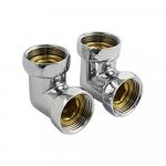 Американка хромированная, угловая, к полотенцесушителю, 1х1 г/г, пара