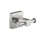 Крючок двойной, из нержавеющей стали, с квадратным основанием, цвет САТИН.