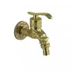 Кран водоразборный 1/2", 10 см от стены, металлокерамика, со штуцером, цвет ЗОЛОТО.