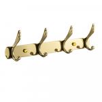 Крючок для полотенца на планке 4 х 2 шт, усиленный, цвет ЗОЛОТО.