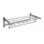 Полка для полотенец складная, с крючками, из матовой нержавеющей стали марки SUS 304, цвет САТИН.