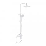 Смеситель + стойка душевая "тропический душ" с двумя лейками, с коротким изливом, корпус АБС пластик, модель ПРЕМИУМ, цвет БЕЛЫЙ.