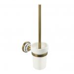 Ёрш для унитаза, керамическая колба с креплением к стене, с керамической вставкой с орнаментом, цвет БРОНЗА.