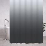 Штора однотонная, серый переход, матовая, в ванную комнату, с кольцами, ПЕВА, 180 х 180 см.