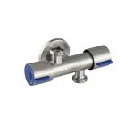 Кран  угловой 1/2"х1/2"х1/2" ш/ш/ш, с двойным подключением воды, двухвентильный, из нержавеющей стали, цвет САТИН.