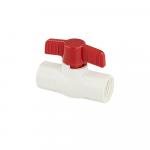 Кран шаровый 1/2" г/г, резьбовой, ручка-бабочка, из ПВХ (PVC-U) пластика, в пакете, цвет БЕЛЫЙ.