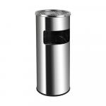 Урна с пепельницей круглая, из нержавеющей стали, Ø25см, высота 60см, 26л, с металлическим ведром 12л, цвет ХРОМ.