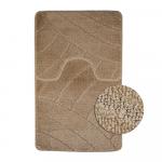 Коврик в ванную КЛАССИК УНИ ПОЛОСКИ двойной, КОРИЧНЕВЫЙ, 55х90 + 45х55 см, 100% полиэстер