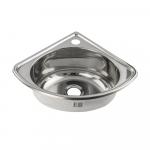 Мойка врезная УГЛОВАЯ, 30 х 30 см, толщина 0,6 мм глубина 160 мм. под  МАЛЕНЬКИЙ сифон. Гофросифон в комплекте.