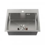 Мойка врезная 50х40 см, толщина 3,0 х 0,8 мм, глубина 200 мм + большой сифон с переливом + корзина