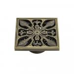 Трап душевой 100х100 мм, вертикальный выпуск 50 мм, с сухим затвором воды, с декоративной решёткой "листья", цвет БРОНЗА.