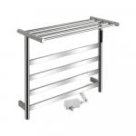 Полотенцесушитель электрический, 510 х 575 х 220 мм, лесенка на 4 перекладины с полкой, 75 Вт, из нержавеющей стали, сенсорное управление с таймером до 24 часов, цвет ХРОМ.